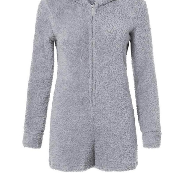 Gray Hooded Fur Onesie - Picture 2 of 3